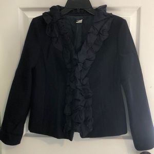 J Crew ruffle trimmed blazer